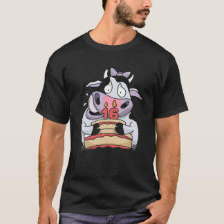 Camiseta 16º Aniversário Deu Uma Vaca Feliz E Bonita Engraç