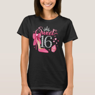 Camiseta 16º aniversário. Doce 16 menina