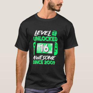 Camiseta 16º Aniversário Nível 16 Desbloqueado Incrível 200