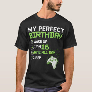 Camiseta 16º Aniversário perfeito para jogos com 16 anos