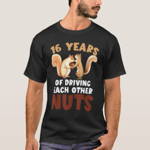Camiseta 16.º Aniversário De Casamento 16 Anos De Dirigir C