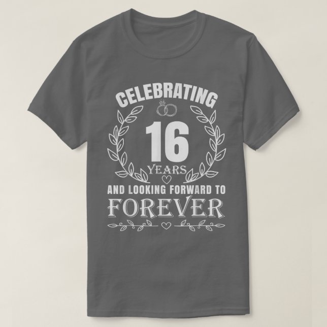 Camiseta 16.º aniversário de casamento bonito para Casais c (Frente do Design)