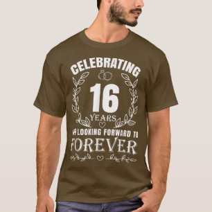 Camiseta 16.º aniversário de casamento bonito para Casais c