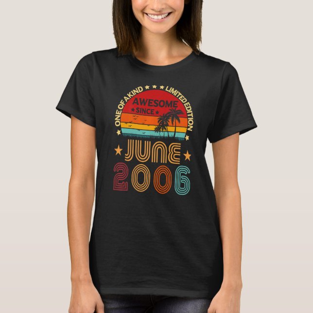 Camiseta 16.º Aniversário Impressionante Desde junho de 200 (Frente)