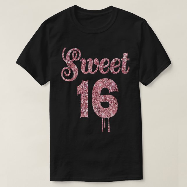Camiseta 16.º aniversário Presente Adolescente Doce Rosa ro (Frente do Design)