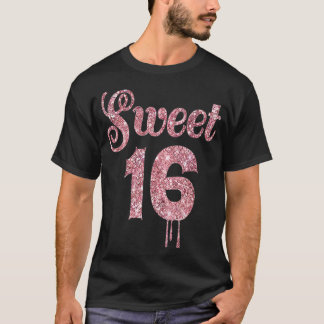 Camiseta 16.º aniversário Presente Adolescente Doce Rosa ro