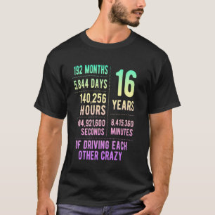 Camiseta 16 Anos Casados Engraçado 16º Aniversário de Casam