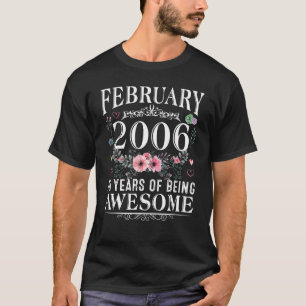 Camiseta 16 Anos Feitos Em Fevereiro De 2006 16º Aniversári