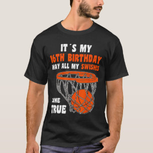 Camiseta 16 anos Feliz 16.º aniversário Bysketbyll 16.º Bi