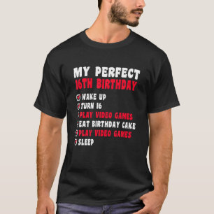 Camiseta 16 Anos Meu 16.º Aniversário Perfeito Jogador 16.º
