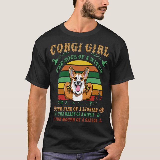 Camiseta 16 Corgi Girl Lioness Hippie Sailor (Frente)