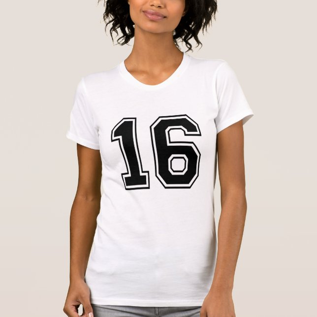 Camiseta 16 dezesseis num varsity (Frente)