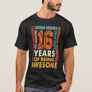 Camiseta 16.o aniversário 16 anos 192 meses de basquete B