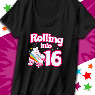 Camiseta 16.o Aniversário Cilindro Patinando 16 anos de ida