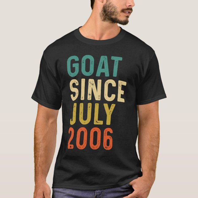Camiseta 16.o aniversário do GOAT, de 16 anos, desde julho  (Frente)