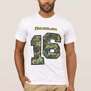 Camiseta 16o Aniversário Camo um nome feito sob encomenda