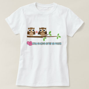 Camiseta 16o Corujas do aniversário de casamento