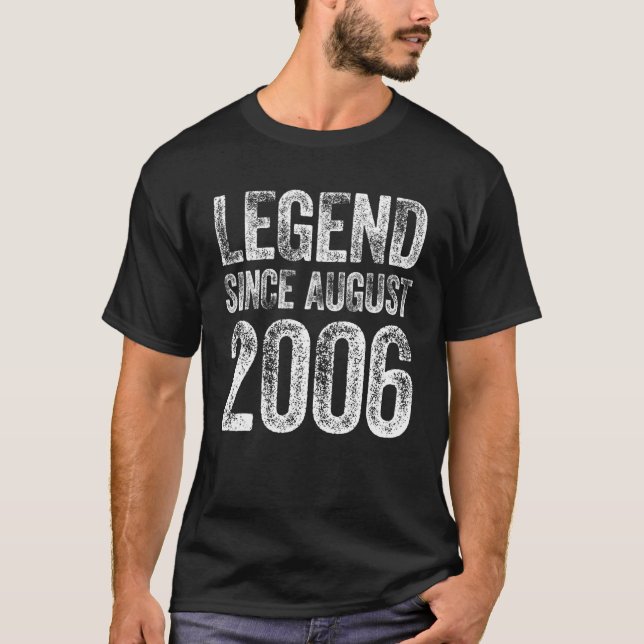 Camiseta 16Th Birthday August Born 16 Years Legend Since 20 (Frente)