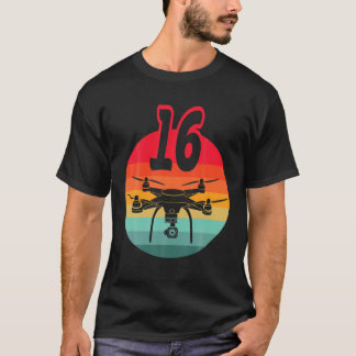 Camiseta 16Th Birthday I Retro Remote Control Drones With C