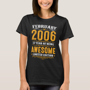 Camiseta 17º Aniversário 17 Anos Espetacular Desde Fevereir