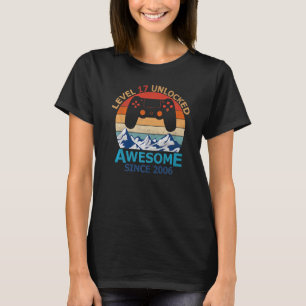 Camiseta 17º Aniversário Nível 17 Desbloqueado Incrível 200
