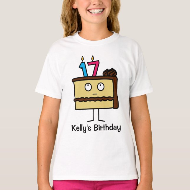 Camiseta 17º Bolo de Aniversário com Velas (Frente)