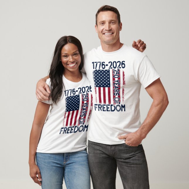 Camiseta 1776 2026 250 Years Of Freedom Usa Flag (Unissex)