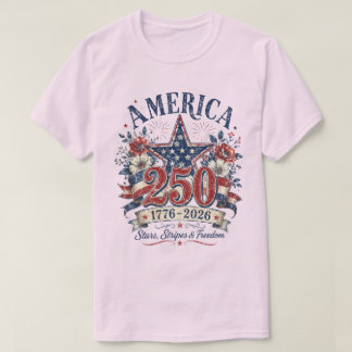 Camiseta 1776 - 2026 Estrelas, Listras e Liberdade, 4 de Ju