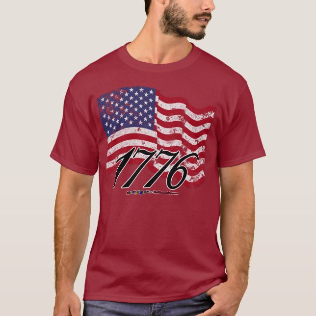 Camiseta 1776 afligiu a bandeira americana (Frente)