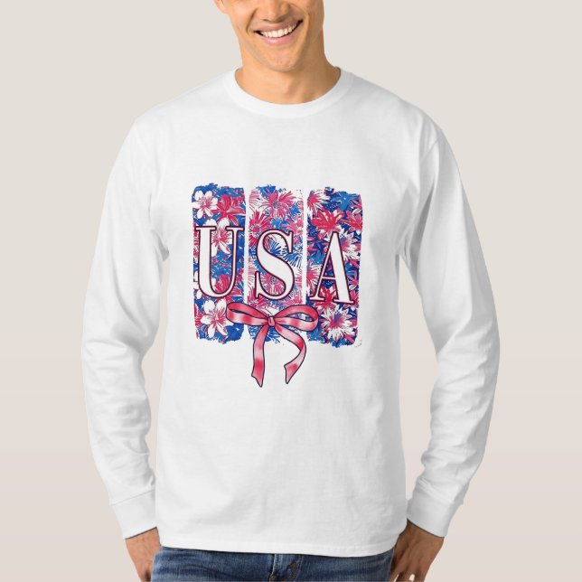 Camiseta 1776 América 4 de julho Flores EUA (Frente)