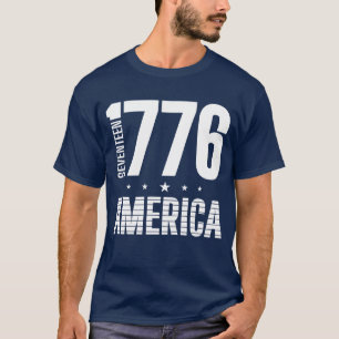 Camiseta 1776 América histórica liberdade tipografia branca