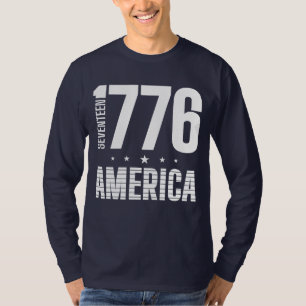 Camiseta 1776 América tipografia histórica liberdade branca