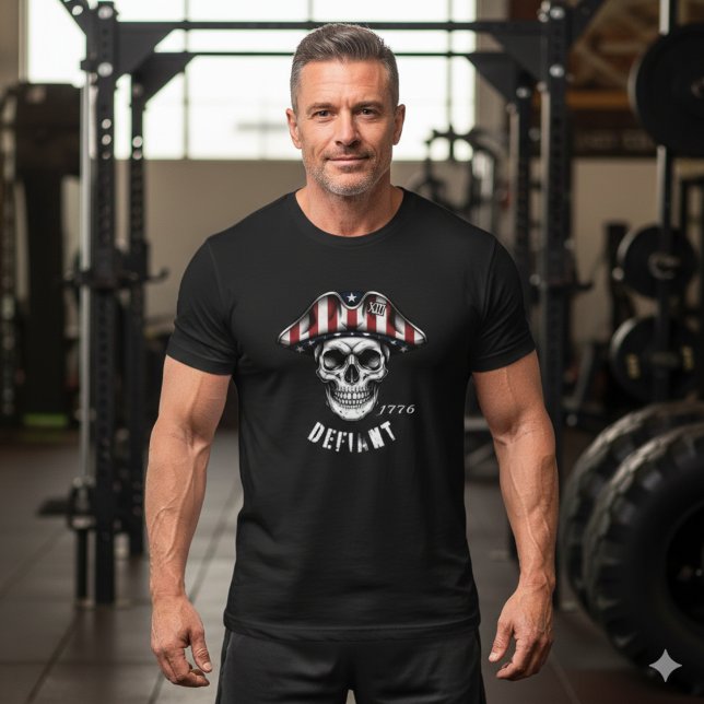 Camiseta 1776 Defiant Skull Patriot T-Shirt (Criador carregado)