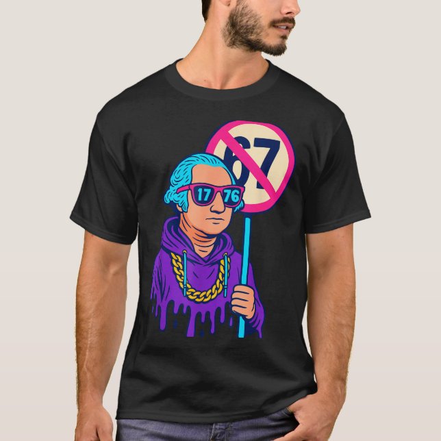 Camiseta 1776 Mais de 67 George Washington Drip Meme Engraç (Frente)