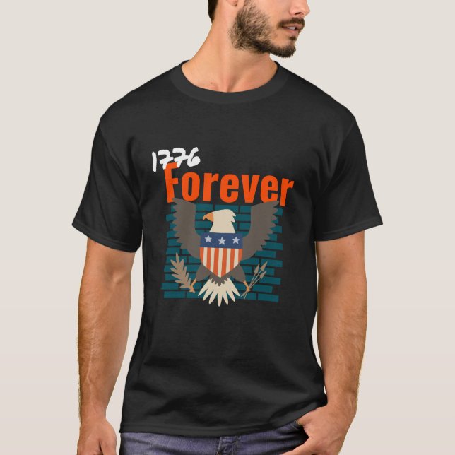 camiseta 1776 para sempre 4 de julho (Frente)
