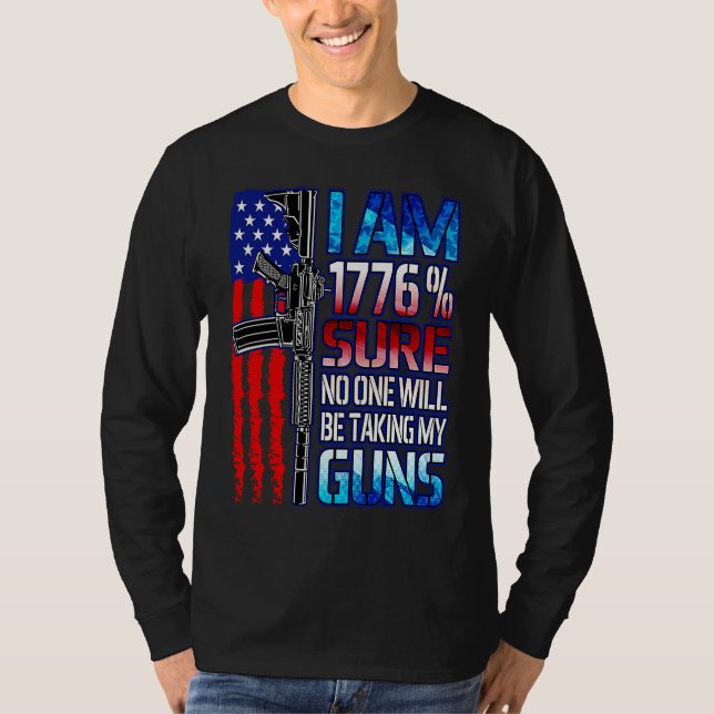 Camiseta 1776 Sure No One Will Take My Guns USA Flag 2nd Am (Frente)