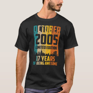 Camiseta 17.º Aniversário 17 Anos Incrível Desde outubro de