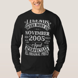 Camiseta 17.º Aniversário Nascer De Legendas Em Novembro De