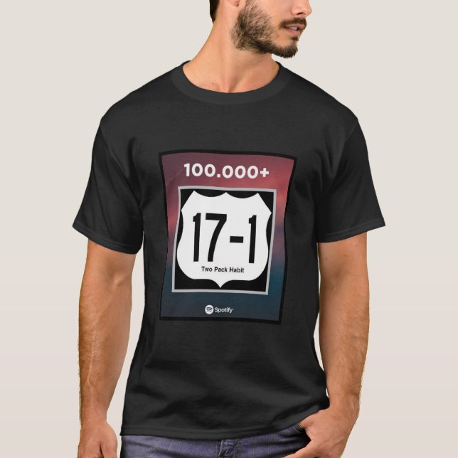 Camiseta 17-1 100.000 Fluxos Em T-Shirt Spotify (Frente)