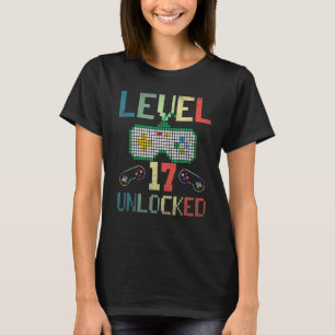 Camiseta 17 anos Nível 17 desbloqueado 17º Aniversário G