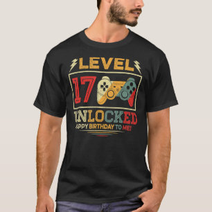 Camiseta 17 anos Nível 17 desbloqueado 17º Aniversário G