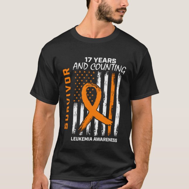 Camiseta 17 anos Sobrevivência de Leucemia Homens Mulheres  (Frente)