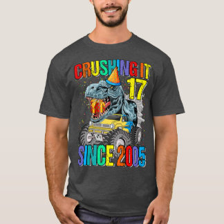 Camiseta 17 Esmagamento Desde 2005 Monster Truck Dinossaur