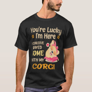 Camiseta 17 Eu Poderia Ter Ficado em Casa Com Corgi