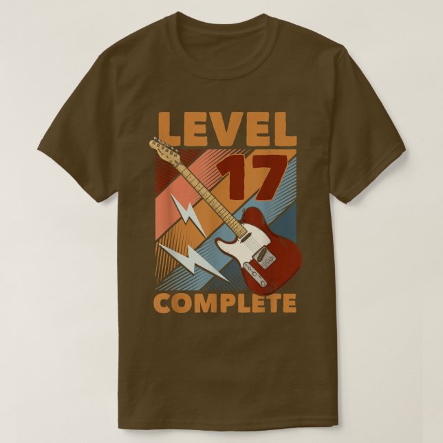 Camiseta 17th Birthday Level 17 Complete complete E-Guitar  (Frente do Design)