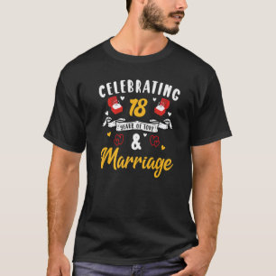 Camiseta 18º aniversário do Casamento 18 anos de amor e mar