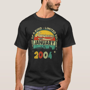 Camiseta 18º Aniversário Presente Em Janeiro De 2004 Retr