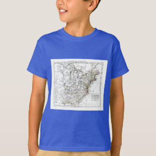 Camiseta 1806 mapa - d'Amrique de Les Etats Unis