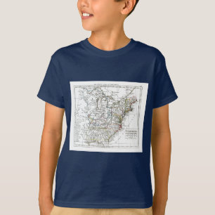 Camiseta 1806 mapa - d'Amrique de Les Etats Unis