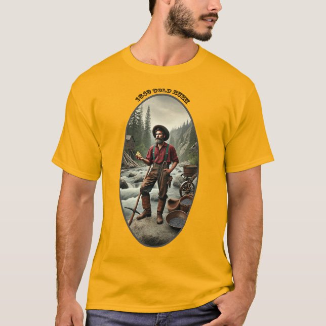 Camiseta 1849 Dourado Miner da Califórnia com um URM Grande (Frente)